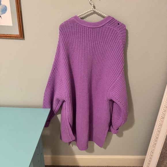 Free People Purple Cardigan Sweater with Textured Knit - Picture 3 of 3